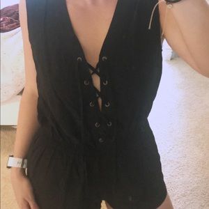 Forever 21 black tie up romper